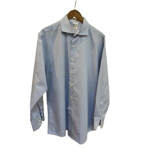 Brooks Brothers Men’s Dress Shirt, Blue Micro Check, 17-34, Made in USA